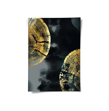 Gold Birds and Tree Ring Set of 2 - Poster