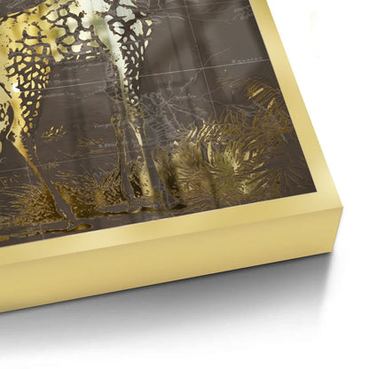 Golden Giraffe on Vintage Map - Fine Art