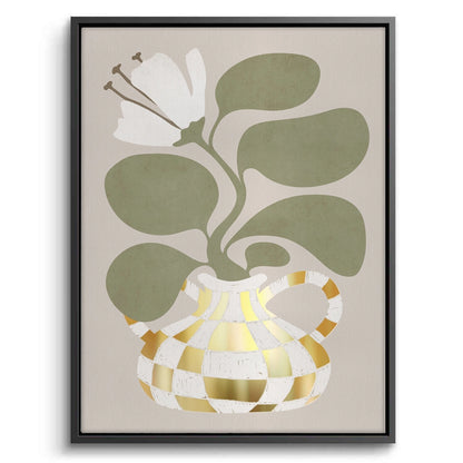 Gold Checkerboard Vase - Canvas