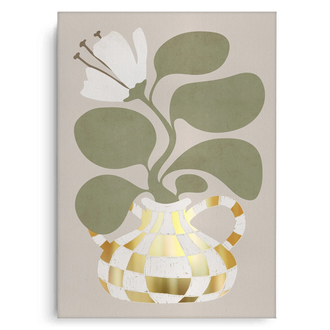 2Gold Checkerboard Vase - Canvas