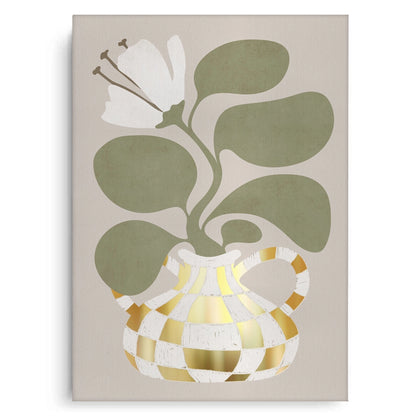 Gold Checkerboard Vase - Canvas
