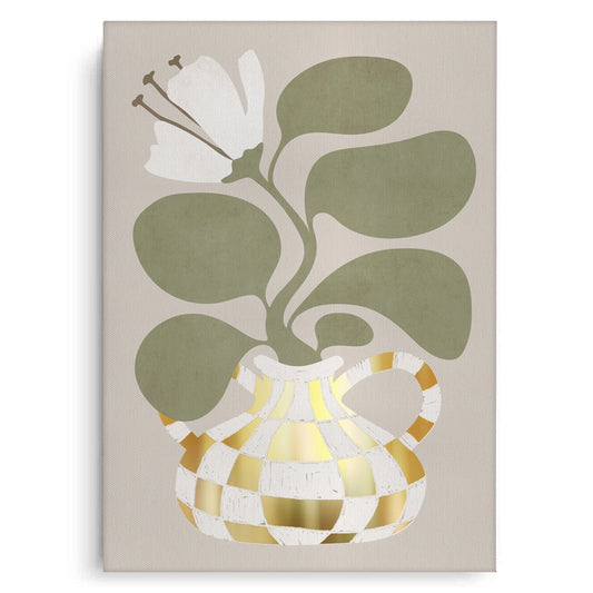 Gold Checkerboard Vase - Canvas