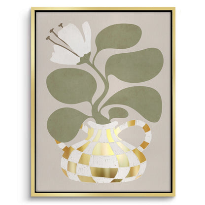Gold Checkerboard Vase - Canvas