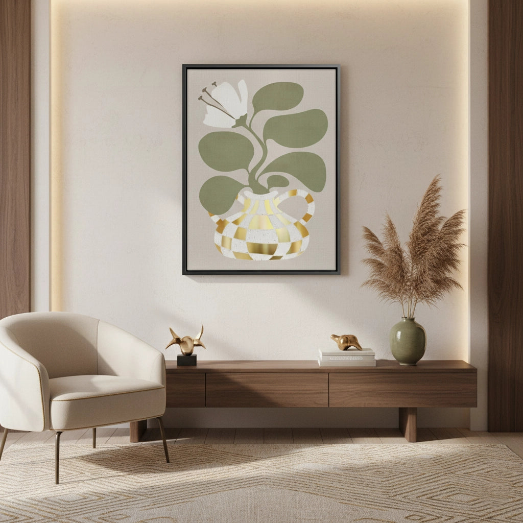 2Gold Checkerboard Vase - Canvas