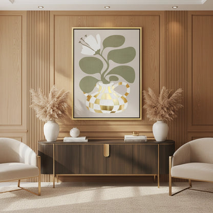 Gold Checkerboard Vase - Canvas