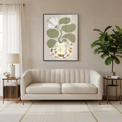 Gold Checkerboard Vase - Fine Art