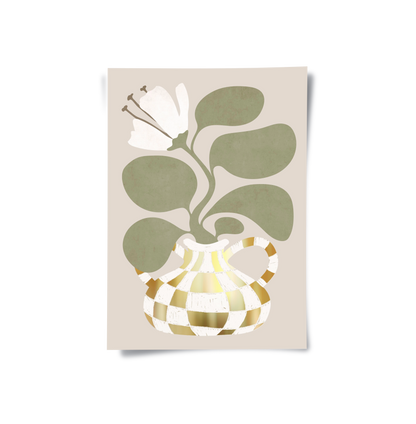 Gold Checkerboard Vase - Poster