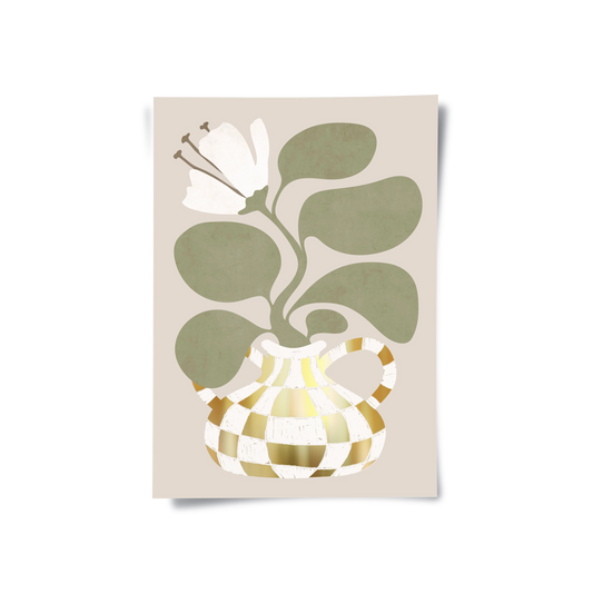 Gold Checkerboard Vase - Poster