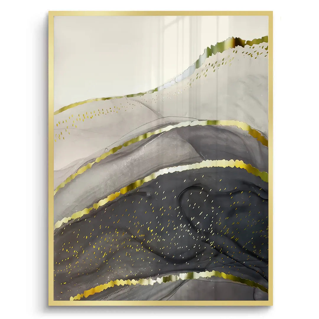 Golden Geode Set of 3 - Fine Art - Jasmineart.ae
