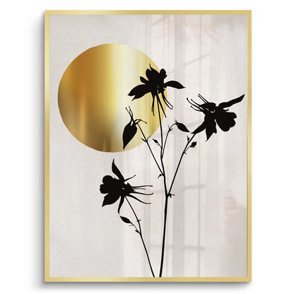 Gold Sun and Black Flower - Fine Art
