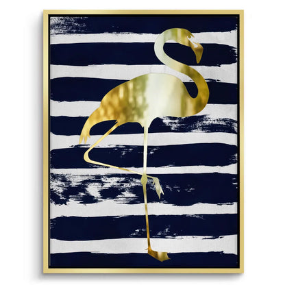Gold Flamingo,Navy Blue - Canvas