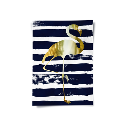 Gold Flamingo,Navy Blue - Poster