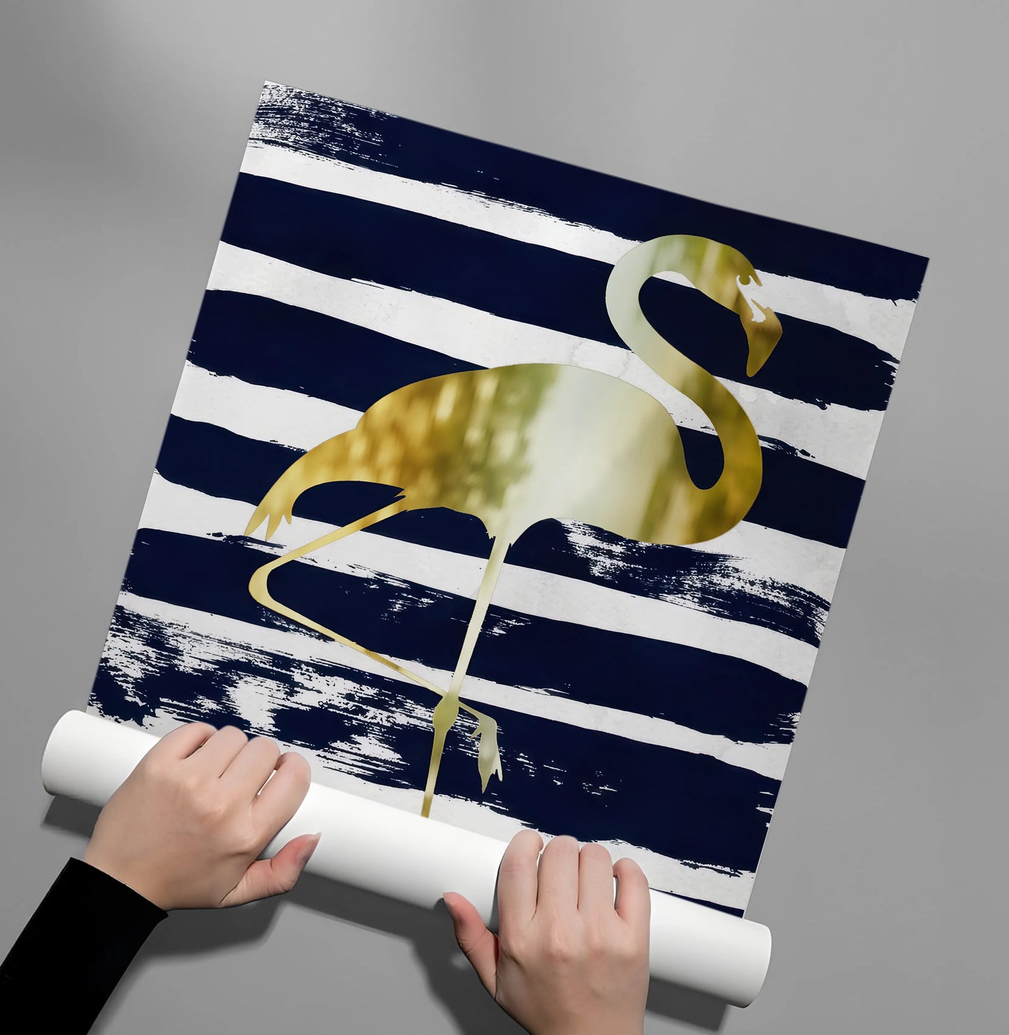 2Gold Flamingo,Navy Blue - Poster