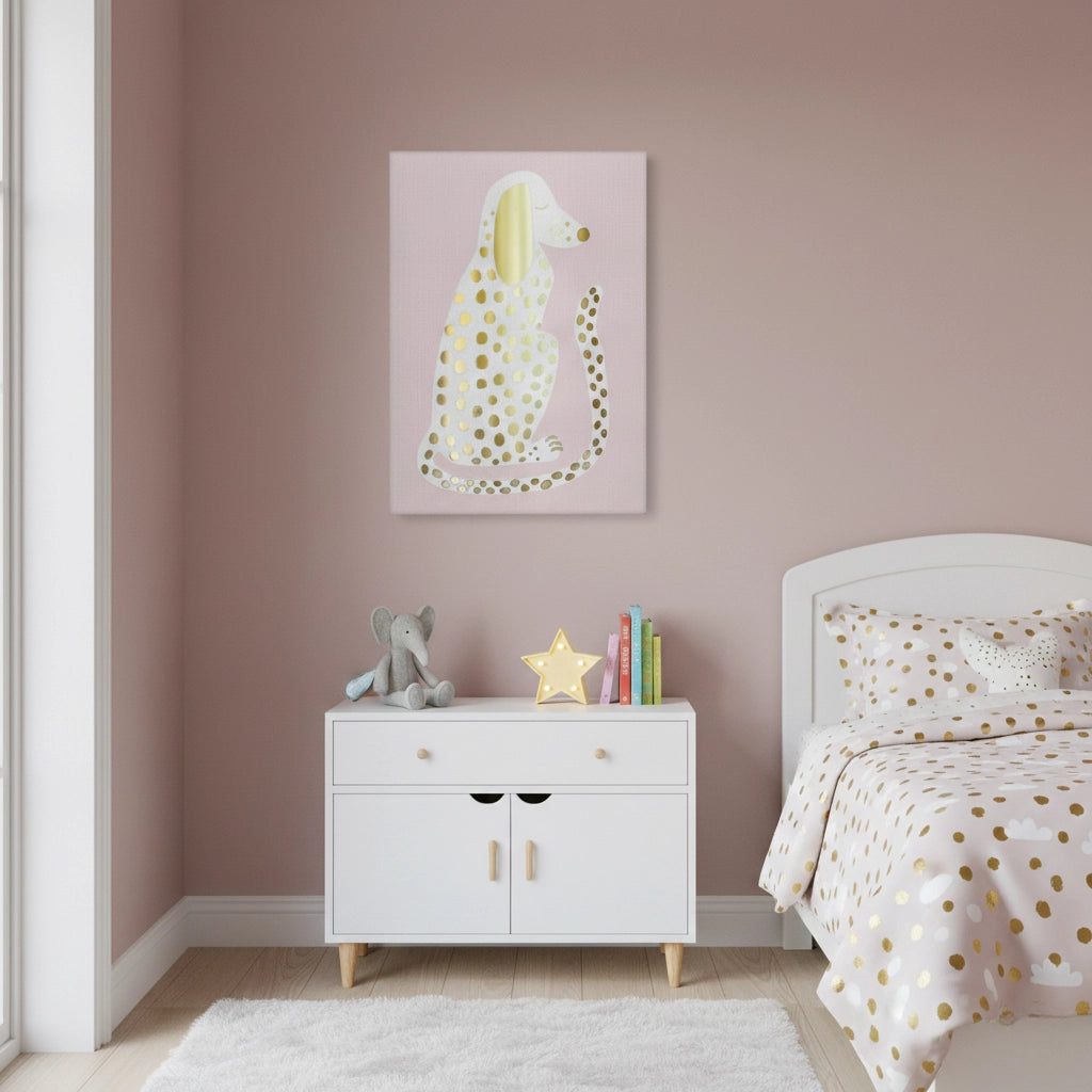 Gold Foil Dalmatian Puppy - Canvas - Jasmineart.ae