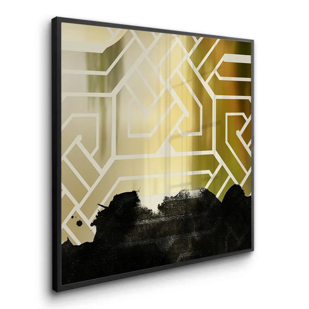 Gold Geometric Abstract - Fine Art - Jasmineart.ae