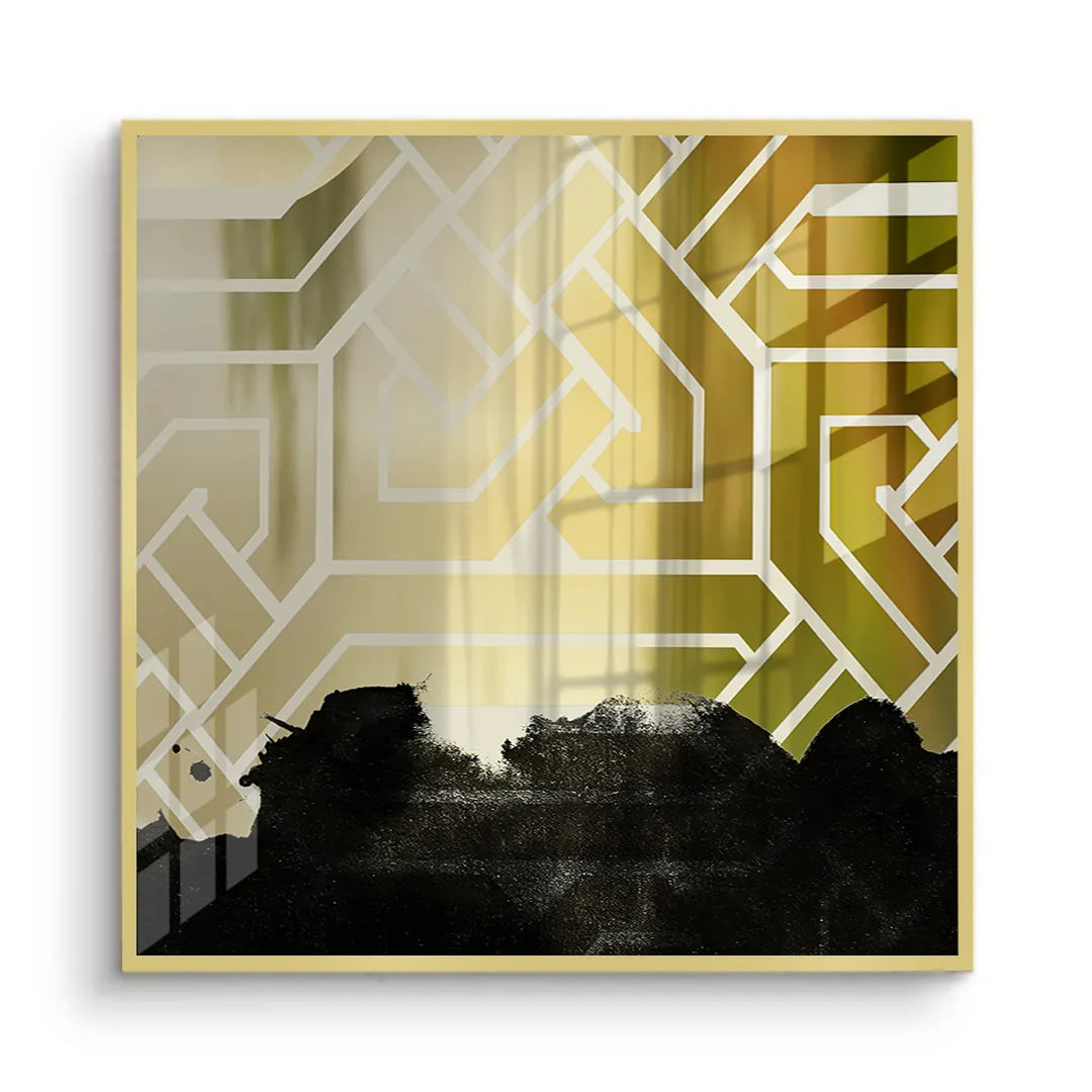 Gold Geometric Abstract - Fine Art - Jasmineart.ae