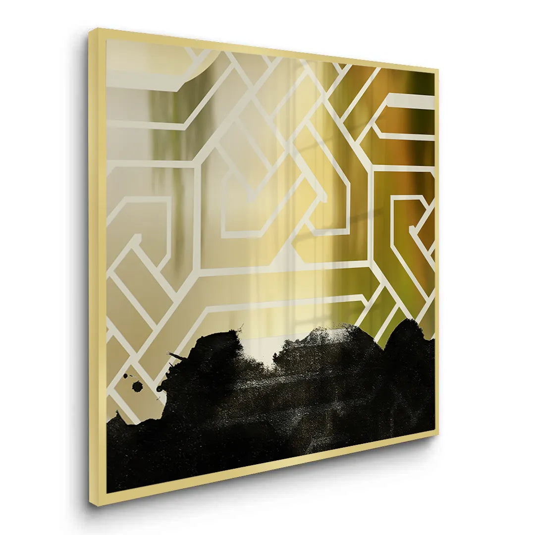 Gold Geometric Abstract - Fine Art - Jasmineart.ae