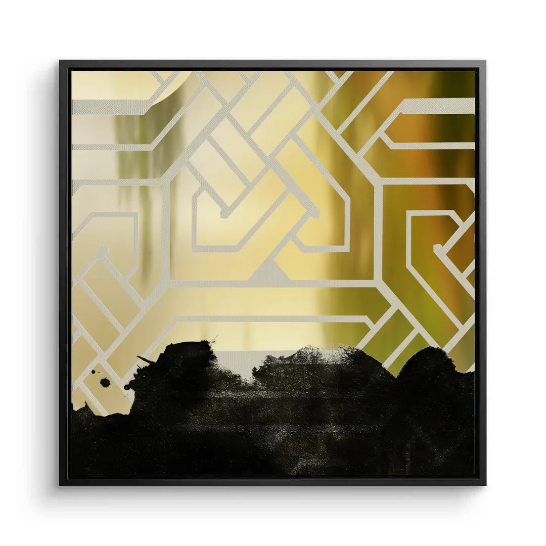 Gold Geometric Abstract  - Canvas - Jasmineart.ae