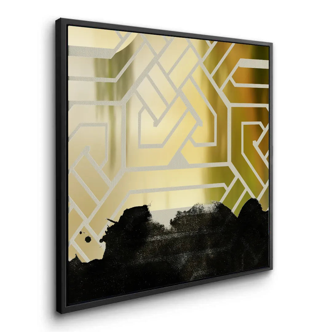 Gold Geometric Abstract  - Canvas - Jasmineart.ae