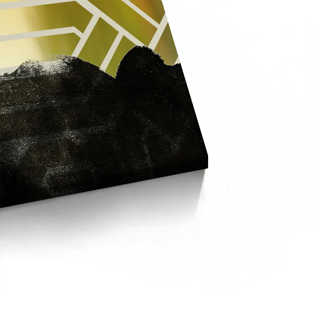 Gold Geometric Abstract  - Canvas - Jasmineart.ae