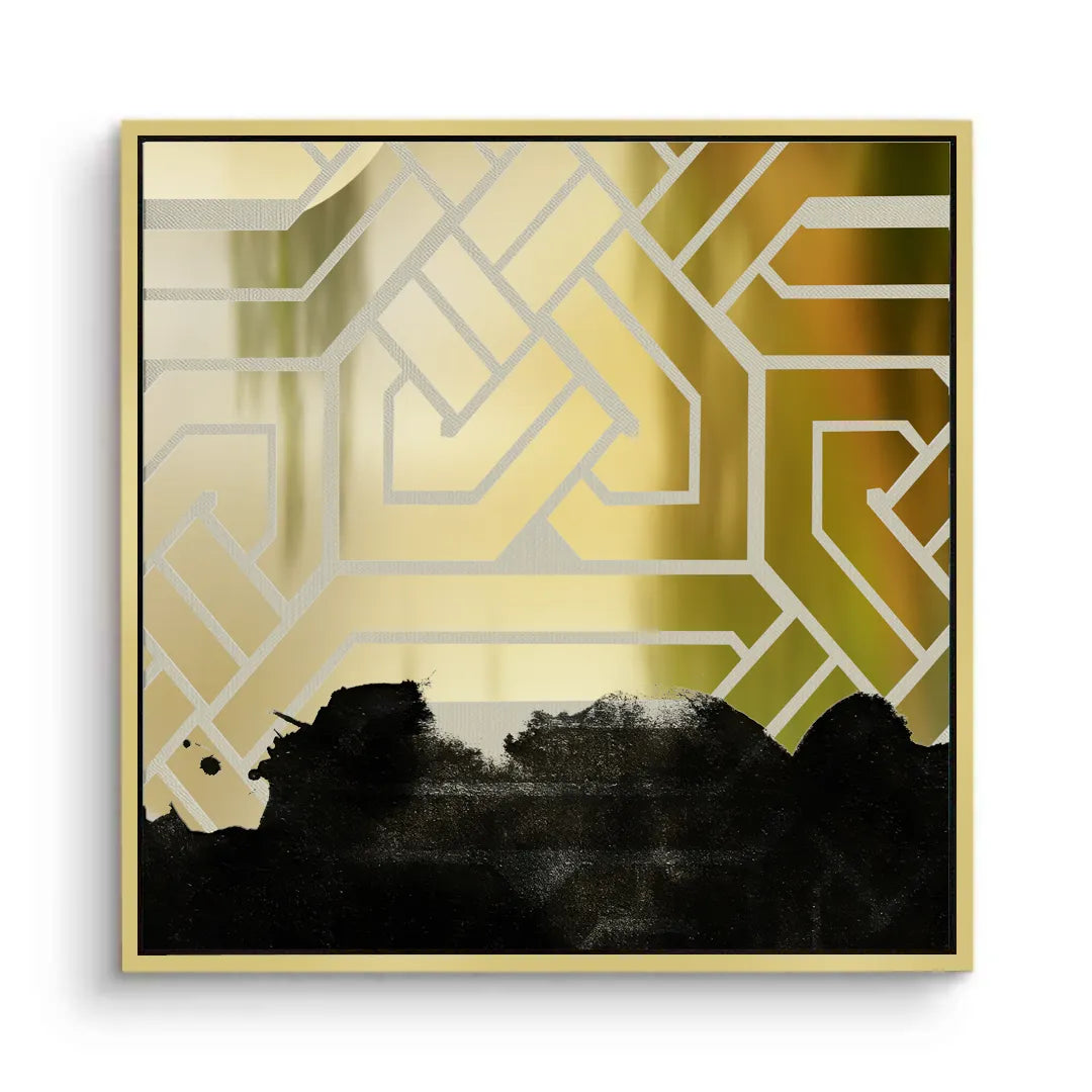 Gold Geometric Abstract  - Canvas - Jasmineart.ae