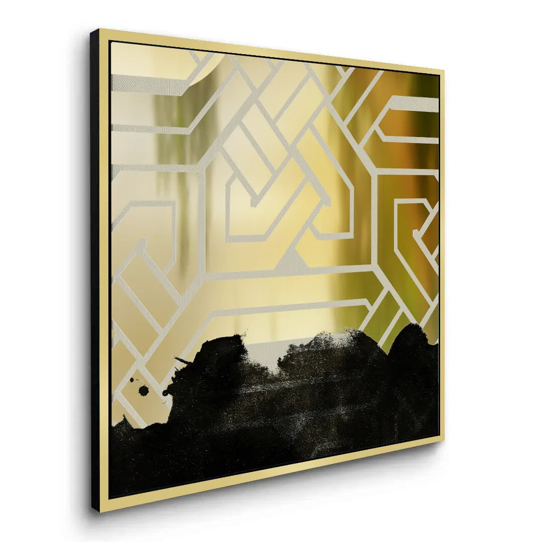Gold Geometric Abstract  - Canvas - Jasmineart.ae