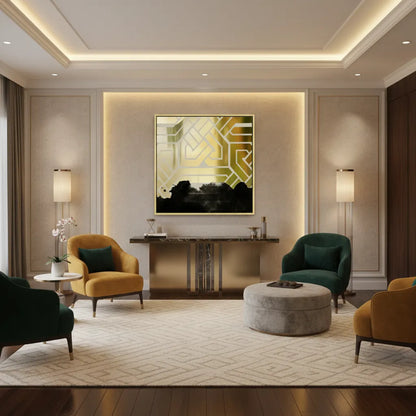 Gold Geometric Abstract  - Canvas