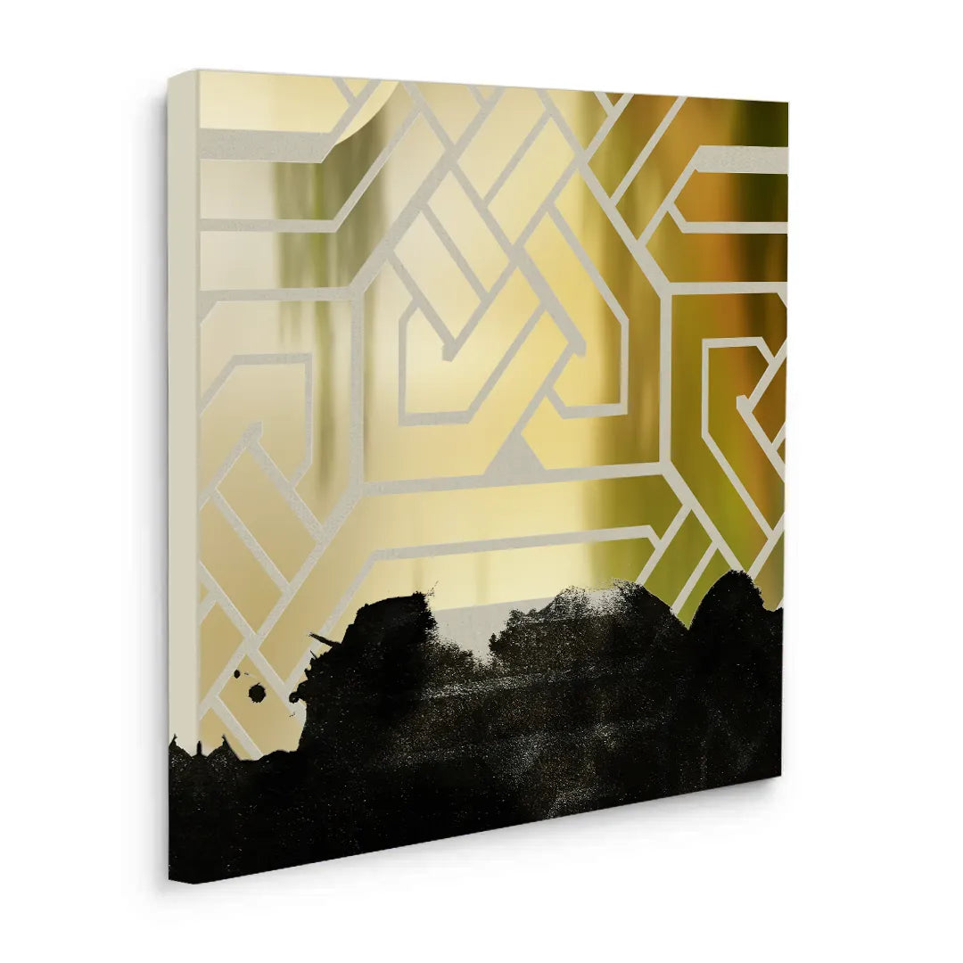 Gold Geometric Abstract  - Canvas - Jasmineart.ae