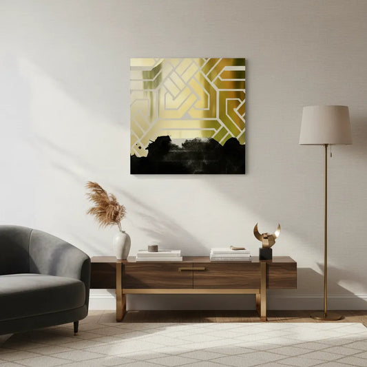 Gold Geometric Abstract  - Canvas