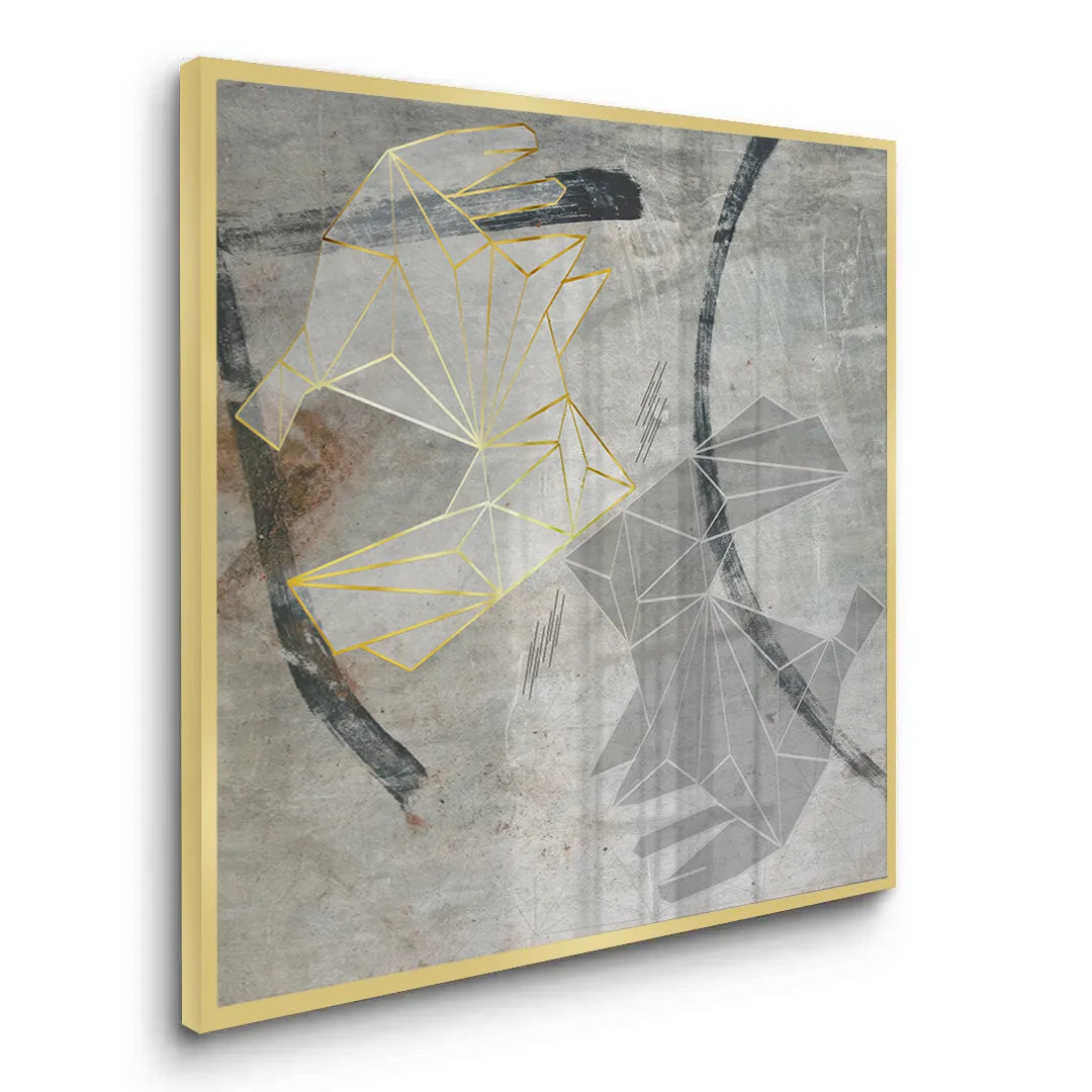 Geometric Gold Rabbit - Fine Art - Jasmineart.ae