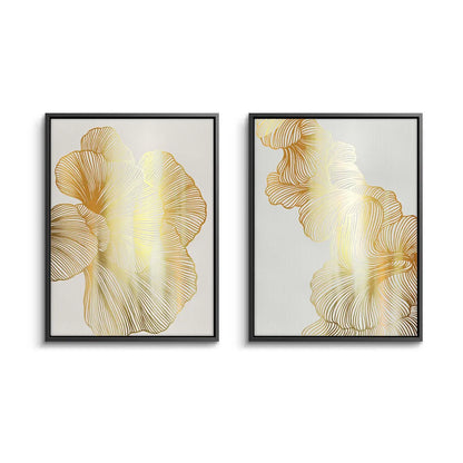 Gold Ginkgo Leaf Set of 2 - Canvas