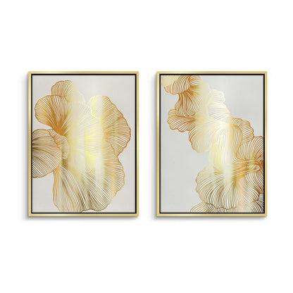 Gold Ginkgo Leaf Set of 2 - Canvas
