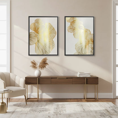 Gold Ginkgo Leaf Set of 2 - Canvas