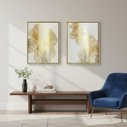 Gold Ginkgo Leaf Set of 2 - Canvas