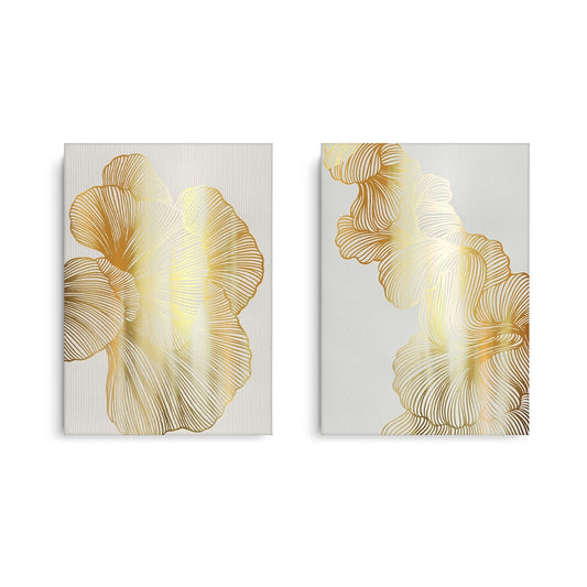 Gold Ginkgo Leaf Set of 2 - Canvas