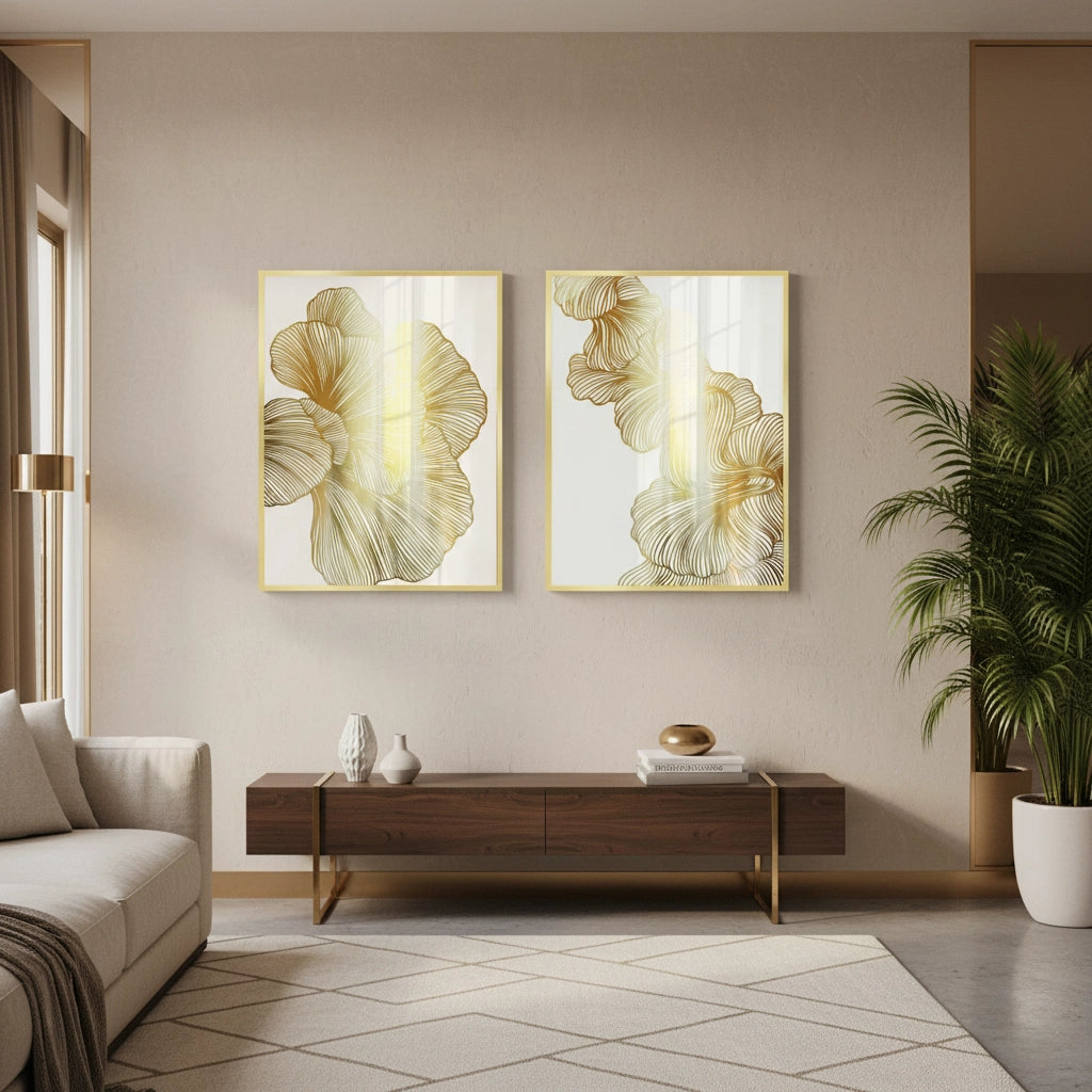 2Gold Ginkgo Leaf Set of 2 - Fine Art
