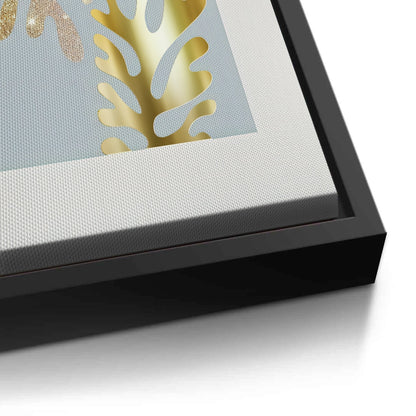 Gold Glitter Abstract Leaves Set of 2 - Canvas