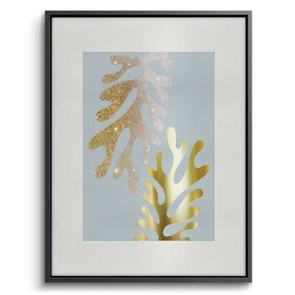 Gold Glitter Abstract Leaves Set of 2 - Canvas
