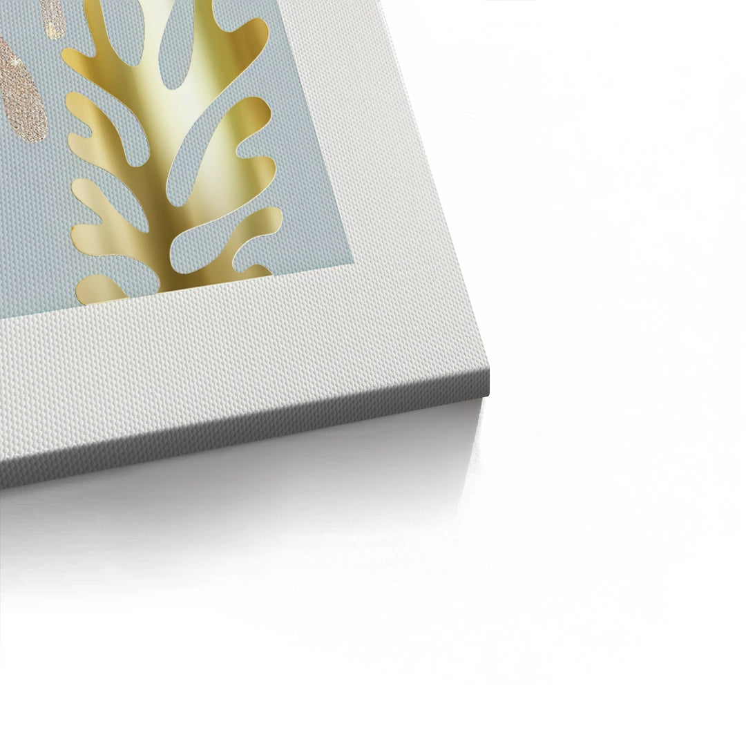 2Gold Glitter Abstract Leaves Set of 2 - Canvas