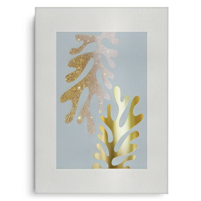Gold Glitter Abstract Leaves Set of 2 - Canvas