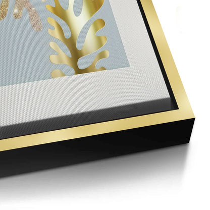 Gold Glitter Abstract Leaves Set of 2 - Canvas