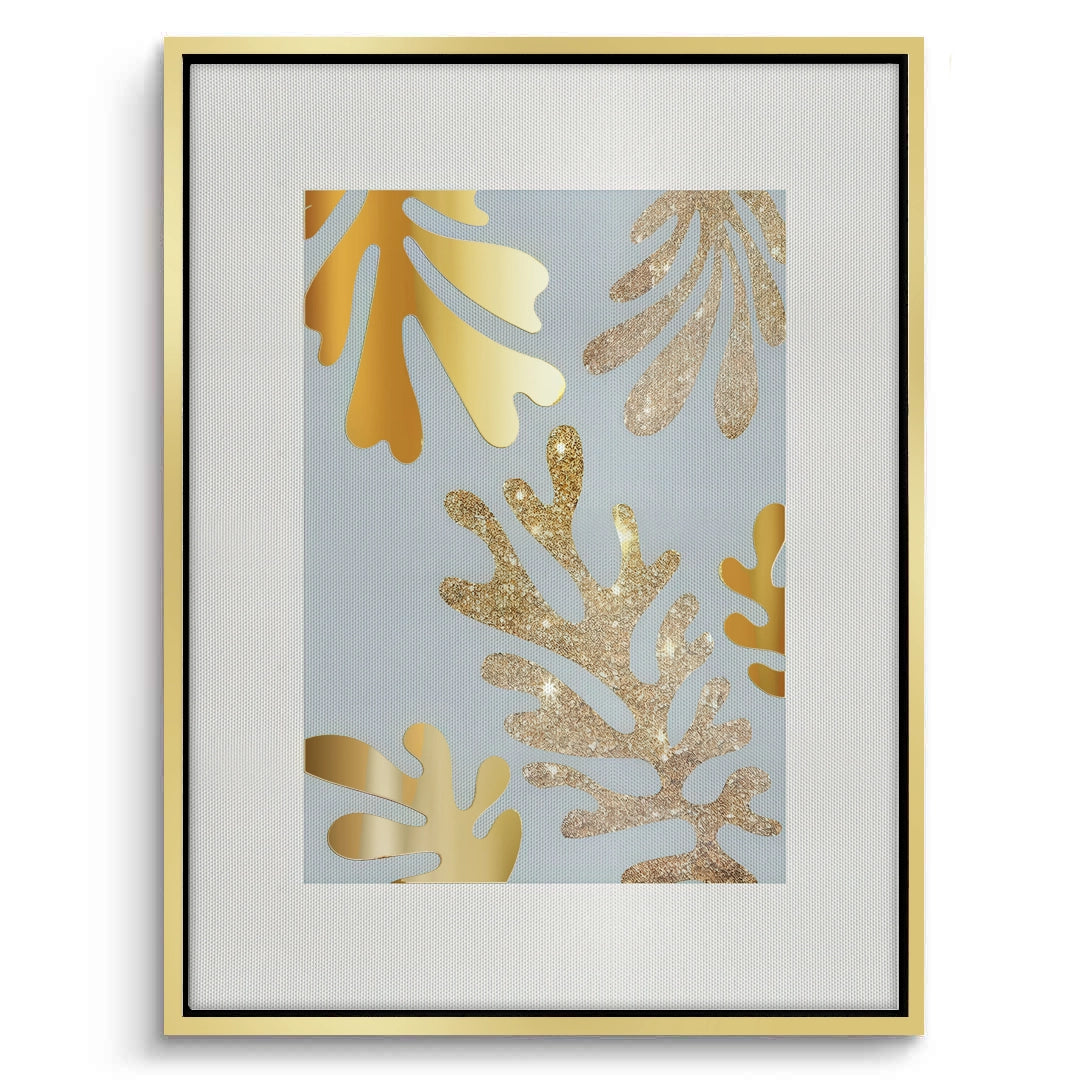 2Gold Glitter Abstract Leaves Set of 2 - Canvas