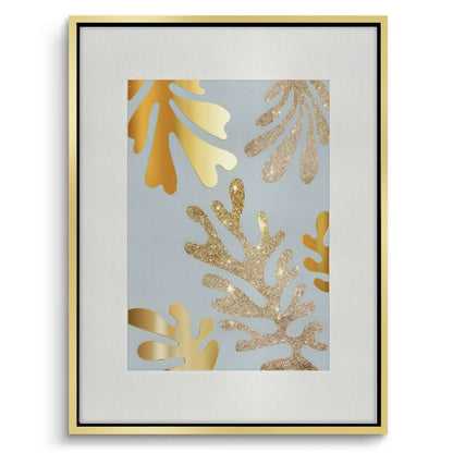 Gold Glitter Abstract Leaves Set of 2 - Canvas