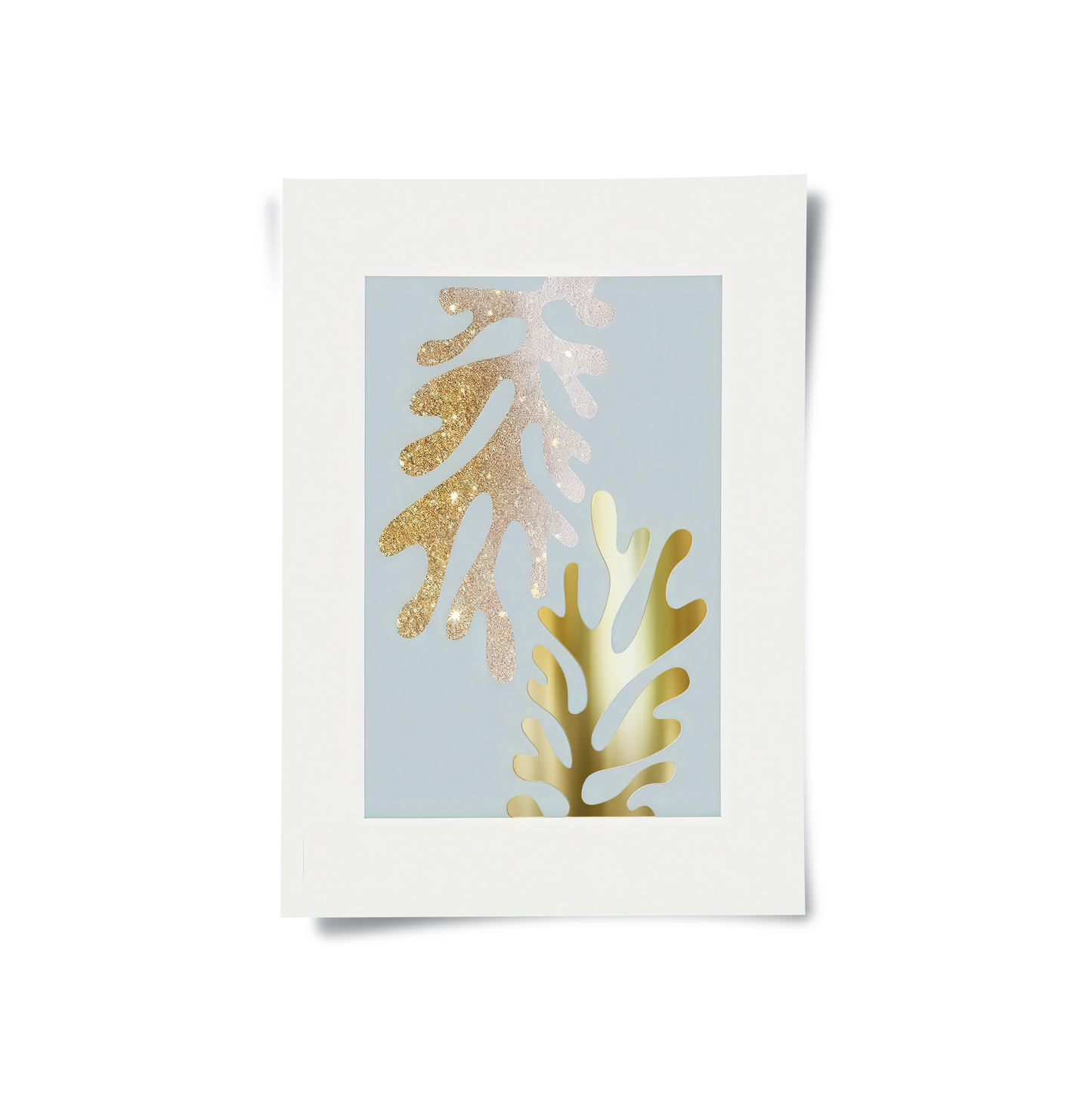 2Gold Glitter Abstract Leaves Set of 2 - Poster