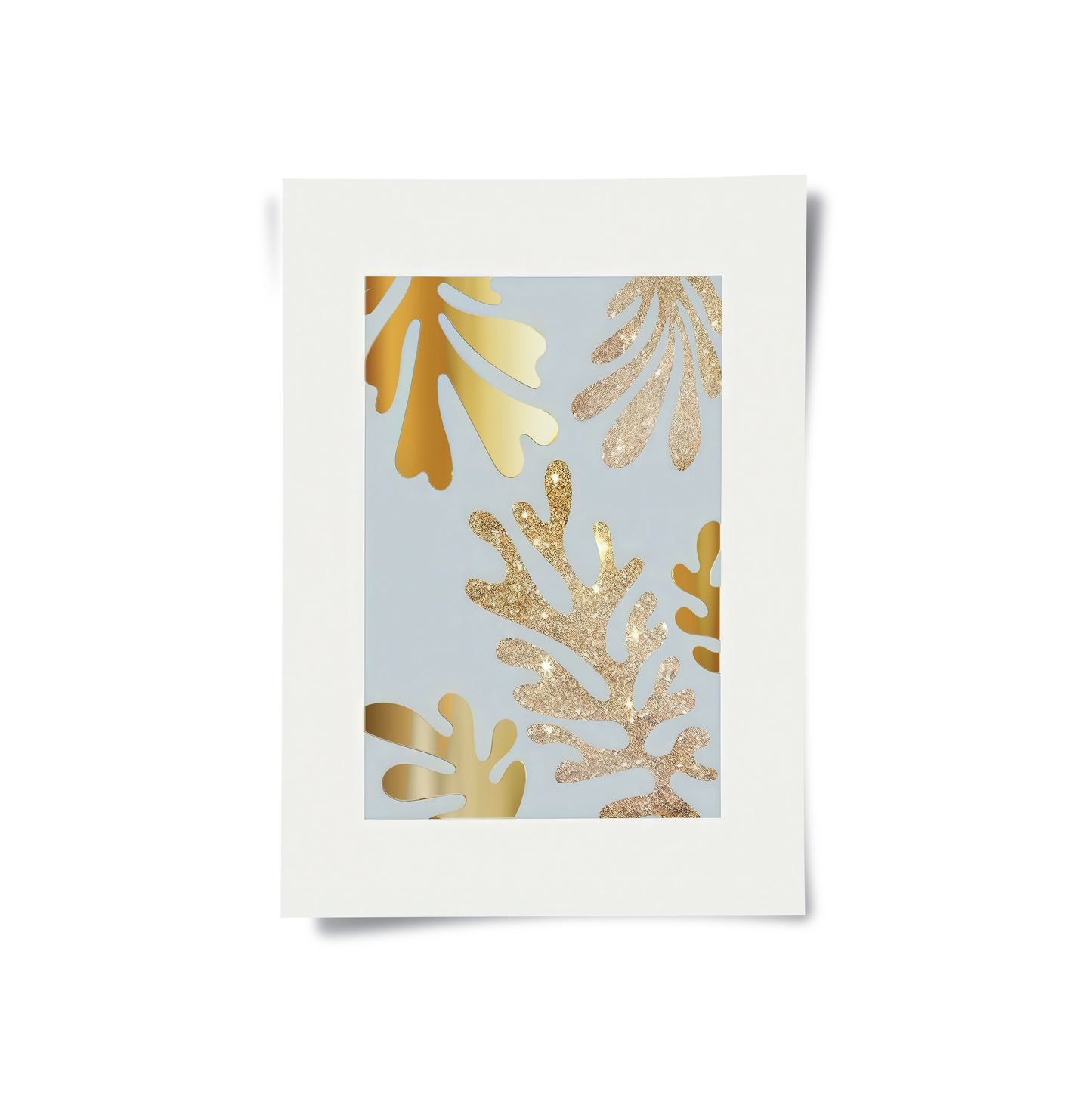 2Gold Glitter Abstract Leaves Set of 2 - Poster