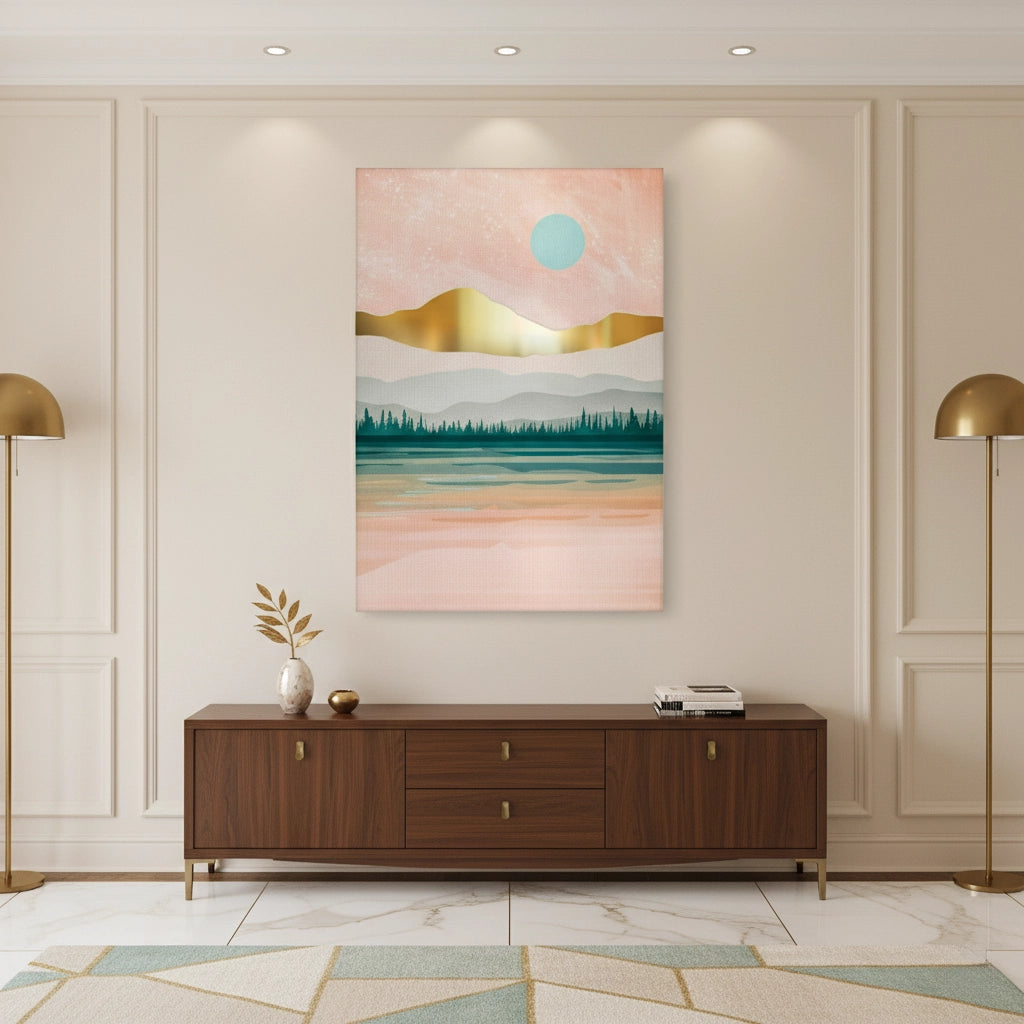 Gold Layer Mountain - Canvas - Jasmineart.ae