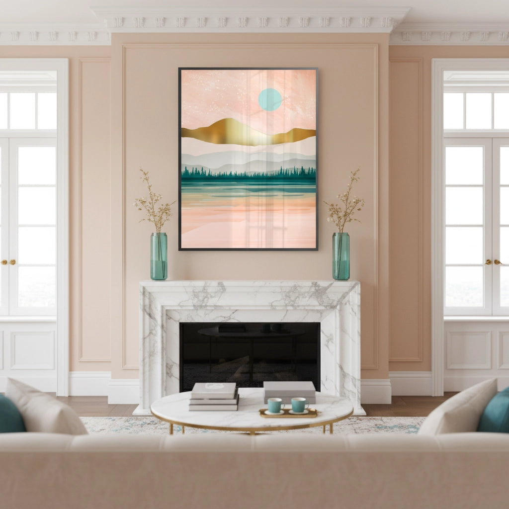 Gold Layer Mountain - Fine Art - Jasmineart.ae