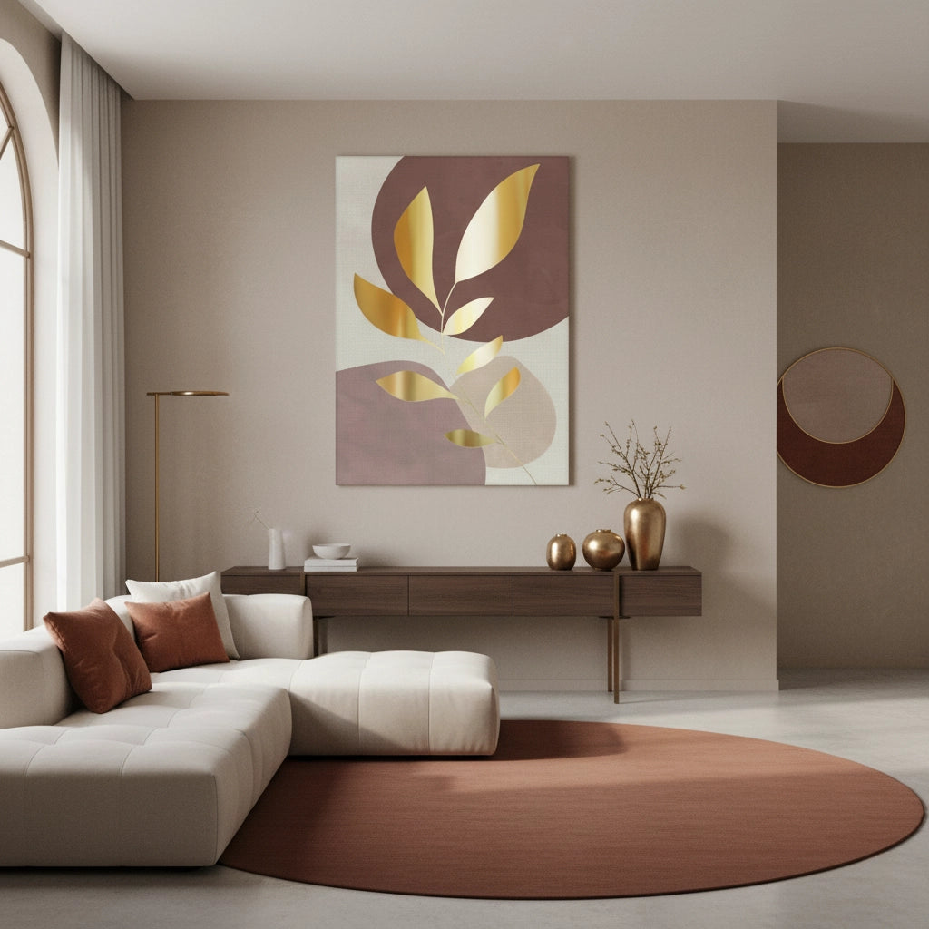 Gold Leaf Abstract - Canvas - Jasmineart.ae