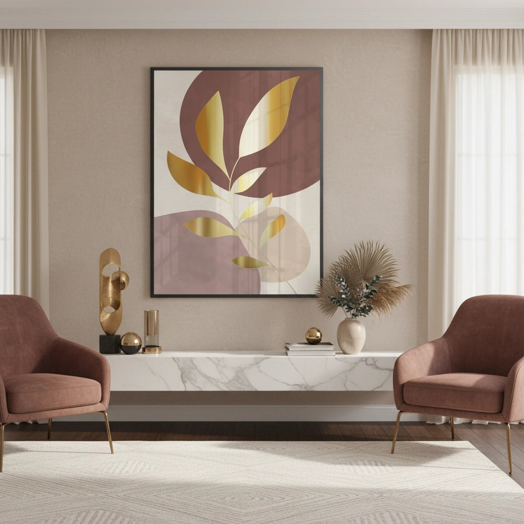 Gold Leaf Abstract - Fine Art - Jasmineart.ae