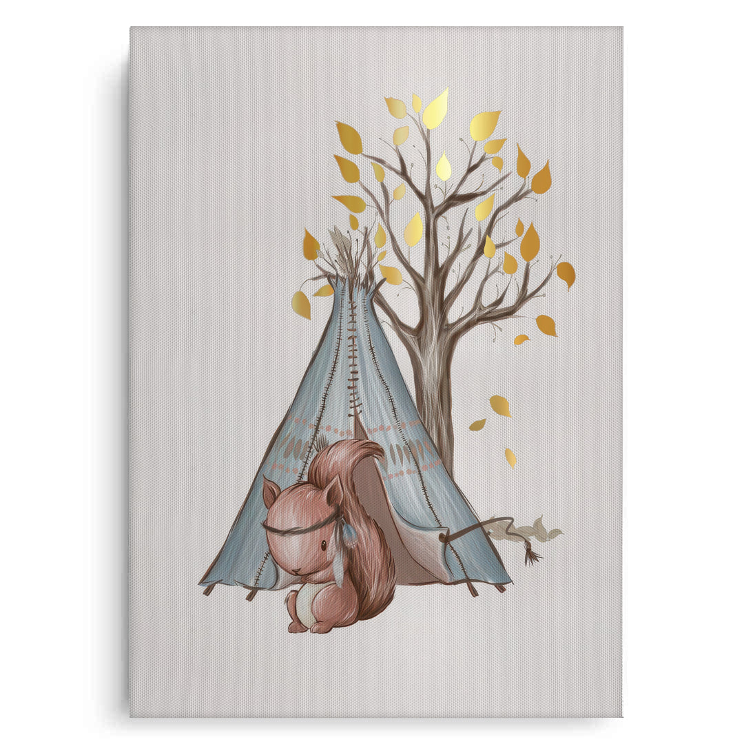 2Gold Leaf Teepee Squirrel - Canvas